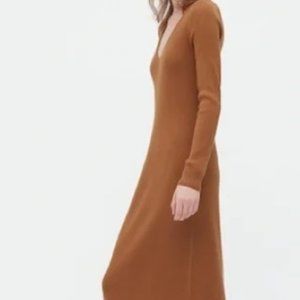 Uniqlo Ribbed Brown Dress Long Sleeve Size XS